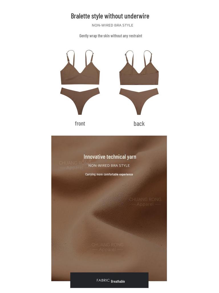 Nahtloses Push-Up-Set aus Eis-Seide für Damen - Atmungsaktiv, V-Ausschnitt, Sportlich, Brust minimierend