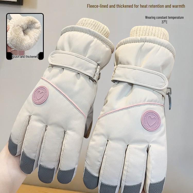 Women's Winter Ski Gloves: Velvet-Lined, Windproof, Warm, Touchscreen Compatible, Non-Slip Outdoor Cycling.