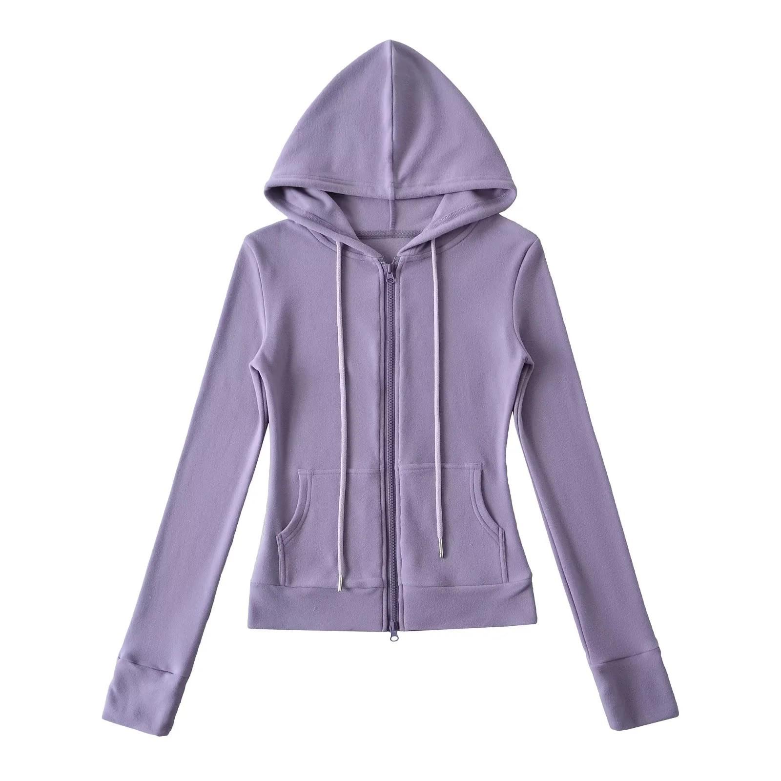 

Women s American Style Thermal Fleece Slim Fit Hooded Yoga Sweatshirt with Double Zippers & Large Pockets for Autumn/Winter. Medium лаванды фиолетового