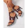 Women S Sexy Pointed Toe Thin Heel Roman Sandals With Buckle Large Size Summer