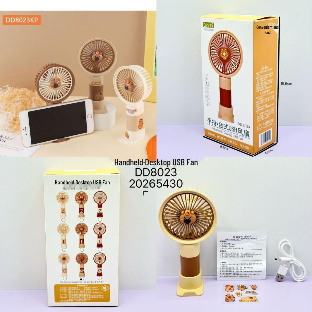 Portable Rechargeable Silent Capybara Mini Fan - Cute Cartoon Handheld Animal Design Gift 1
