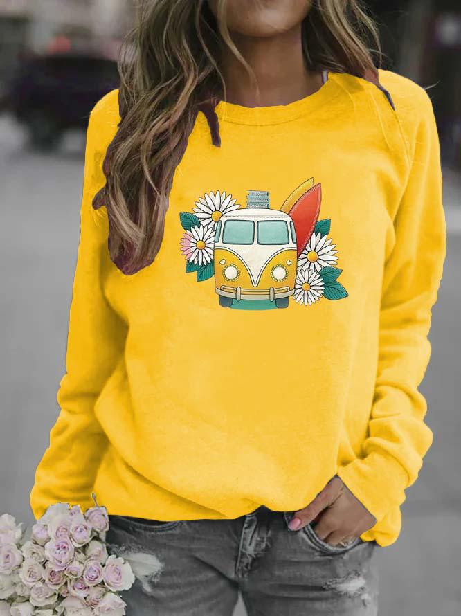 Women's Printed Round Neck Hoodie