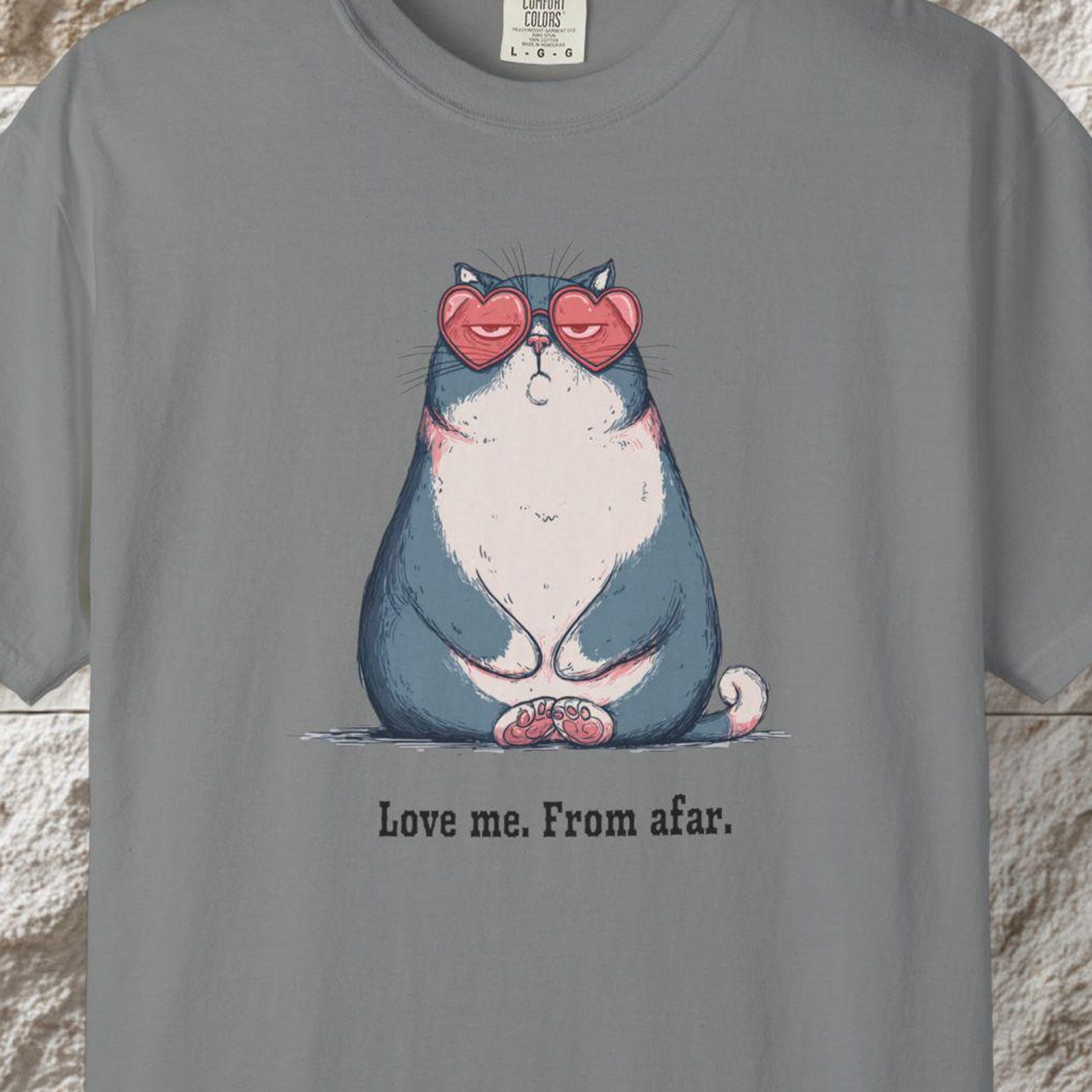 Funny Valentine Cat T-Shirt, Love Me From Afar, Sarcastic Tee 4XL