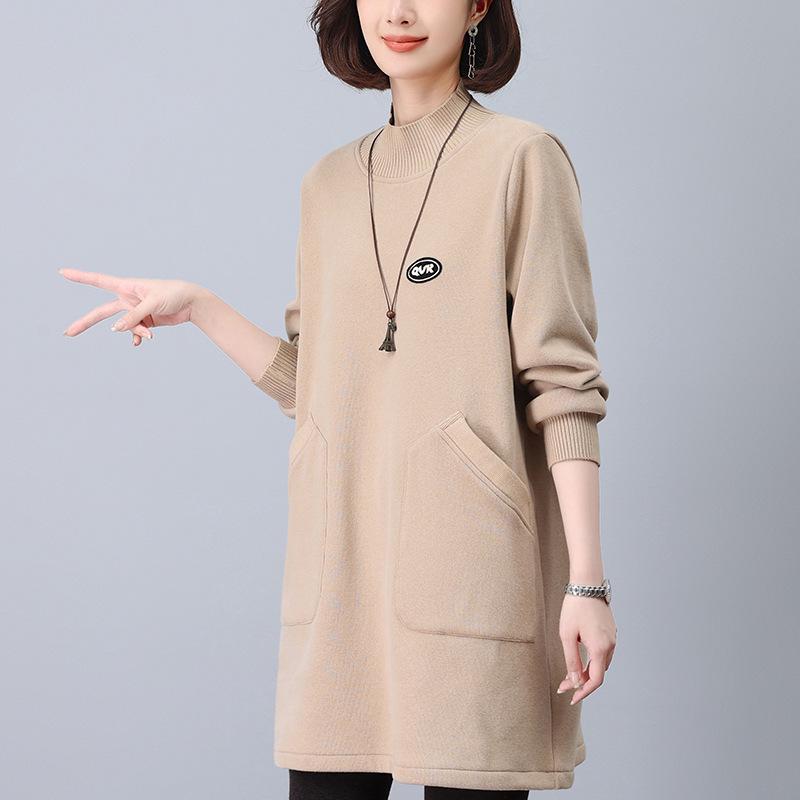 

Women s Fall/Winter 2024 Half-High Neck Fleece Sweatshirt Dress L (suggested for 59-66 kg)