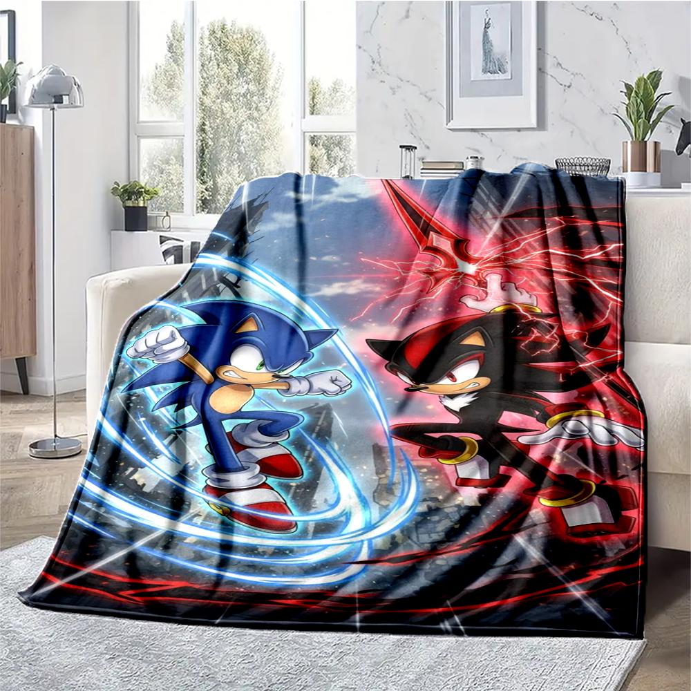 Sonic Theme Printed Blanket - Perfect for Couch, Bed, Travel & Outdoor Use | Machine Washable, Cozy & Durable.