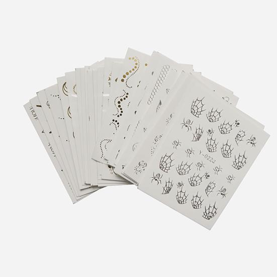 30 Sheets Golden Silver Butterfly Cat Spider Nail Art DIY Decor Sticker Decal