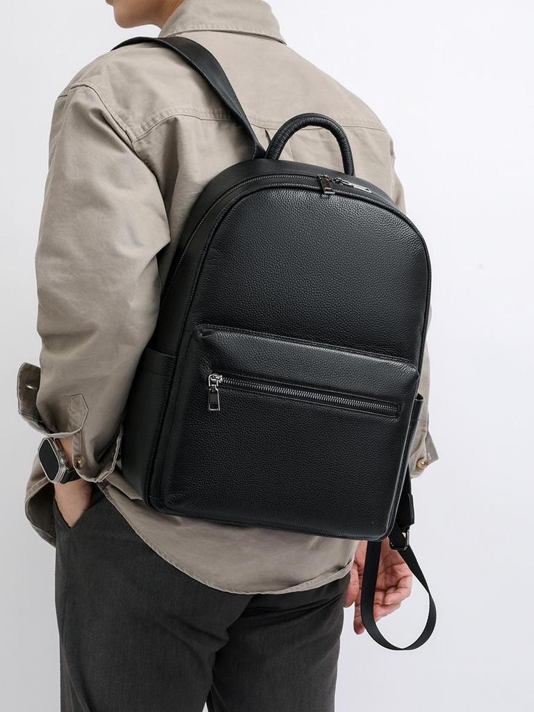 Premium Cowhide Leather Business Backpack: Unisex Design for Work, Travel, and Commuting