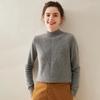 Women's Pure Cashmere Semi-High Neck Solid Color Thick Pullover Sweater for Autumn and Winter