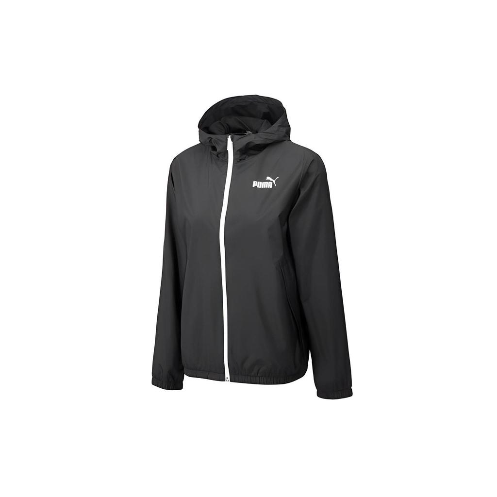 Puma Essentials Solid Windbreaker Hooded Jacket Women Jacket Black 672909-01