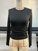 Women's Crew Neck Long Sleeve Crop Top Slim Fit Casual Solid Knit Tee Basic Layering Top