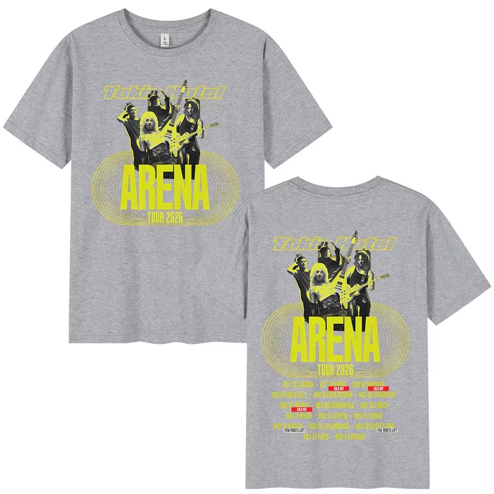 Rock Band Tokio Hotel Arena Tour 2026 Merch TShirts Unisex Unisex Fashion Vintage Short Sleeve TShirt High Quality Cotton T Shirts