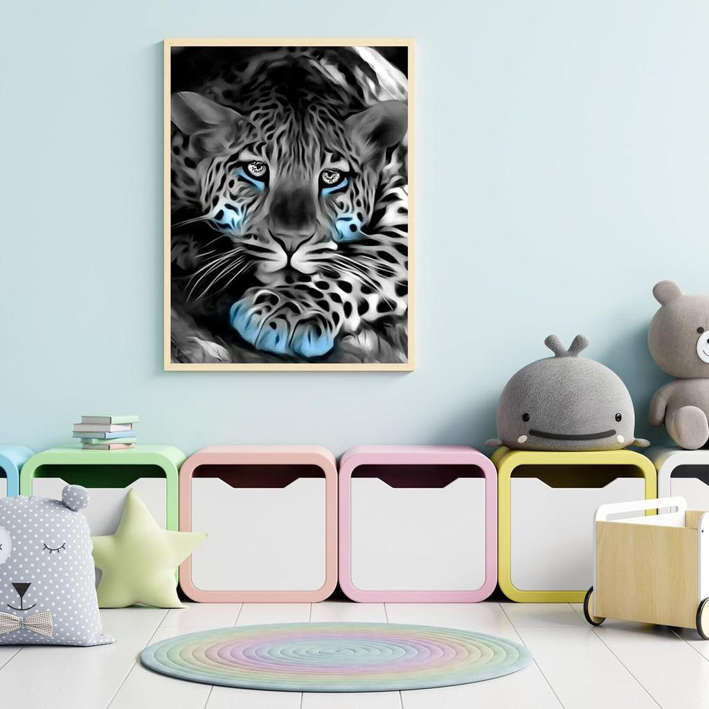 Kit de ponto cruz de leopardo malhado faça você mesmo pintura diamante mosaico arte pintura diamante círculo completo/quadrado diamante decoração para casa