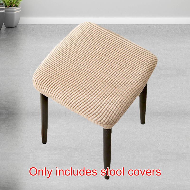 1Pc Stool Cover Dustproof Polyester Elastic Stool Chair Covers Removable Square Seat Cover Solid Color Chair Covers