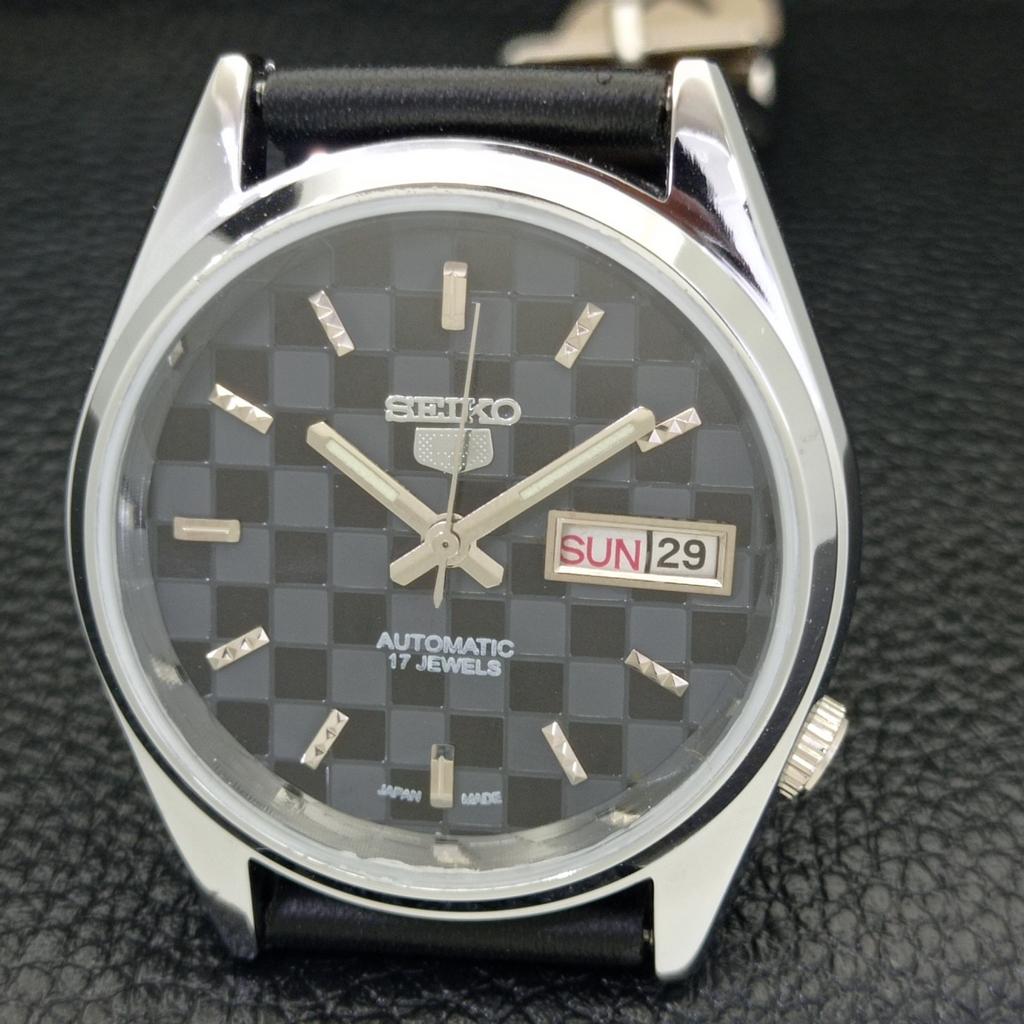 REFURBISHED JAPAN MADE SEIKO 5 AUTOMATIC MENS WATCH BLACK DIAL CUSTOM A440118-2 QV90-a440118