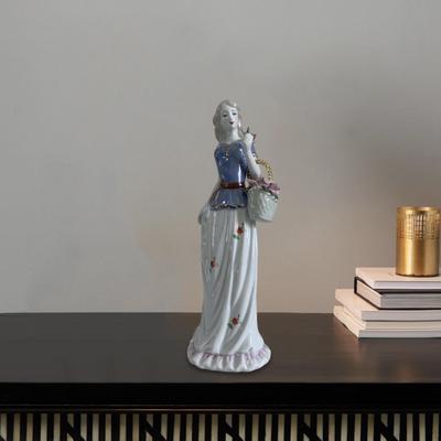Ceramic Girl Figurine Porcelain Lady Statue Collectible,Girl Modern for Shelf Entrance