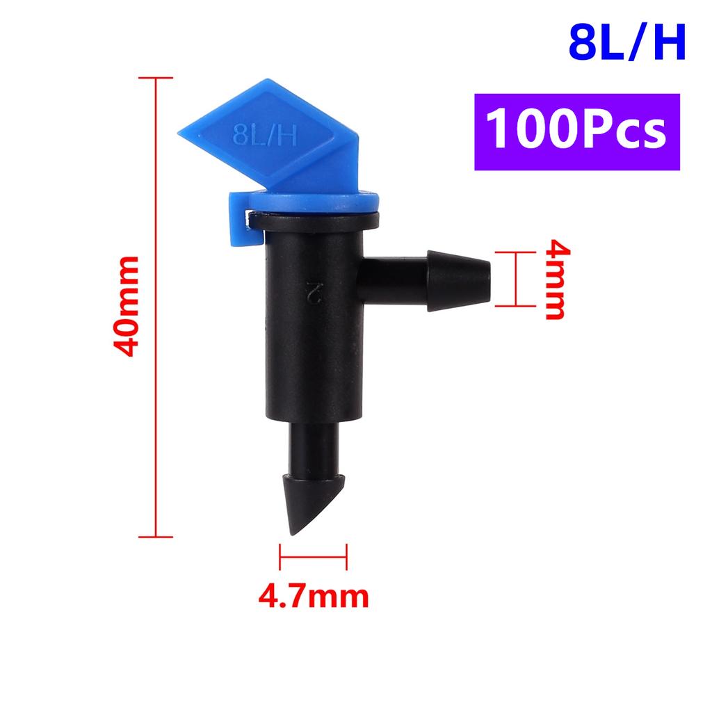 Garden Irrigation Drip Emitter 4L 8L 16L Flag-shaped Adjustable Dripper 1/4" Barb Steady Flow Micro-Sprinkler Nozzle 50/100Pcs