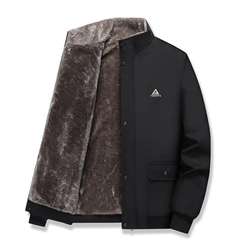Velvet Jacket Men's Plus Size Loose and Thick Stand Up Collar Jacket Fashionable Casual Men's Clothing