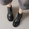 Fashion NEW Autumn Women Boots Round Toe Chunky Heel Shoes Split Leather Shoes Women Casual Platform Chelsea Boots Daily Shoes Zip Boots