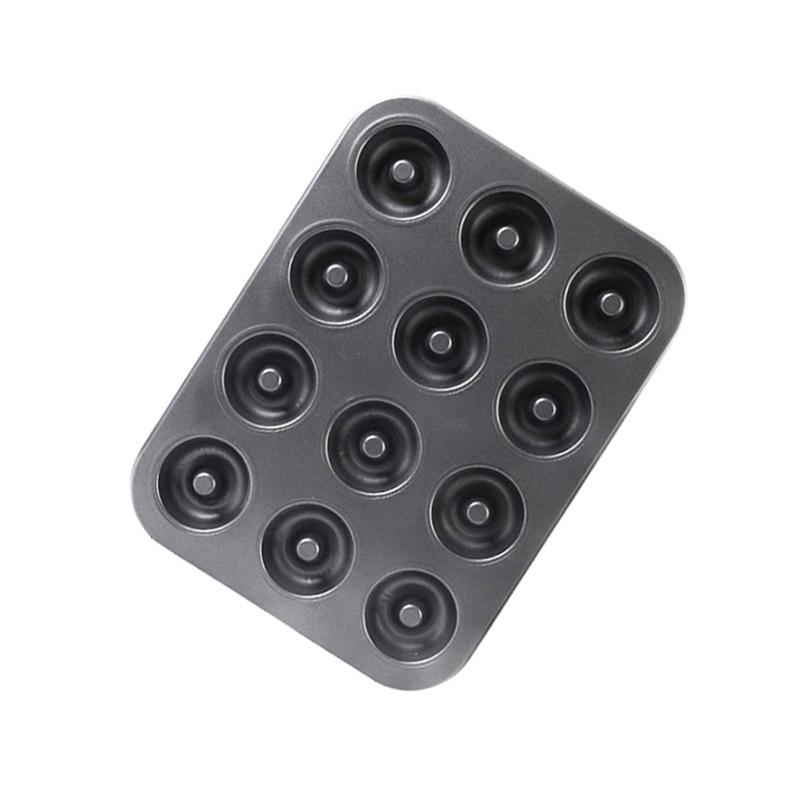 

Golden Carbon Steel Bakeware 12 Cell Non-Stick Donut Mold DIY Cake Chocolate Dessert Cookie Baking Mould Kitchen Accessories чёрный