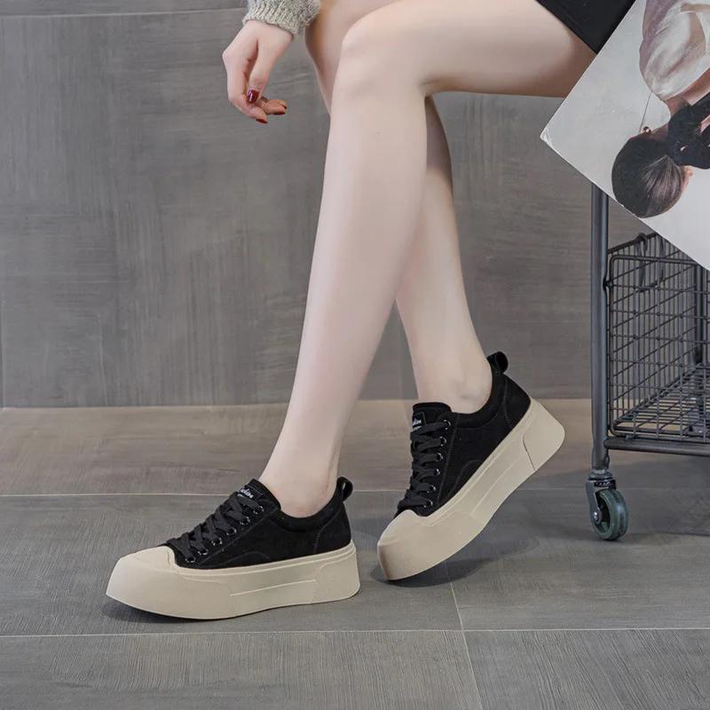 

Fujin 5 см синтетические ботинки женские эластичные вулканизированные мокасины на плоской подошве весенняя платформа танкетка модные осенние массивные кроссовки 41 чёрный