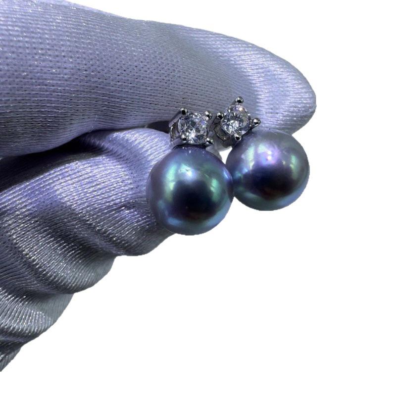 8-9mm High-End Salzwasser Akoya Perle Sterlingsilber Ohrstecker