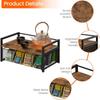 Tea Bag Organizer Holder with 8 Compartments Storage Drawer Tea Station Chest Display Container Box for Countertop Kitchen Black 2 Tier