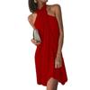 2025 Summer Sexy Women's Halter Neck Irregular Casual Beach Dress