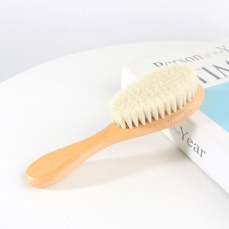 Barber Shop Solid Wood Hair Brush with Soft Horsehair Bristles