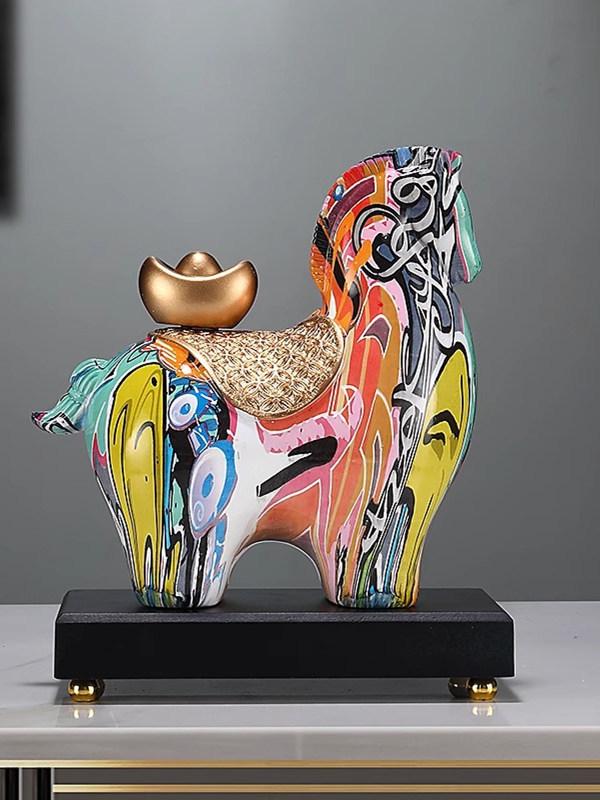 Colorful Prosperity Horse Figurine: Elegant Decor for Office, Living Room, or Hallway - Ideal Housewarming or Opening Gift