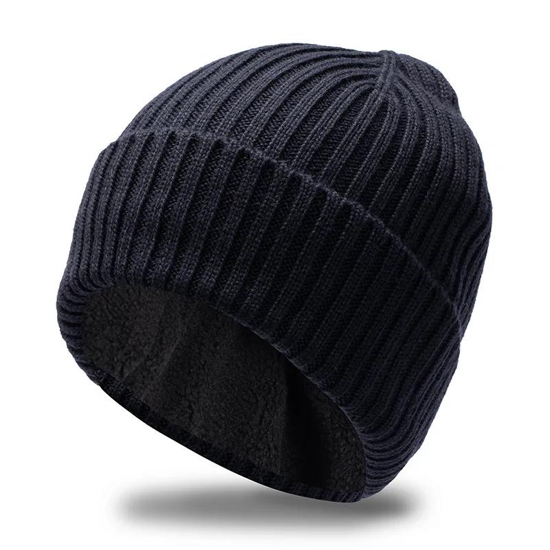 

65cm Wool Blended Knitted Hats Men Keep Warm Winter Big Size Beanies Thickened Toand Large Size Cold Skullies Ski Golf Cap Normal code 56-59cm синий