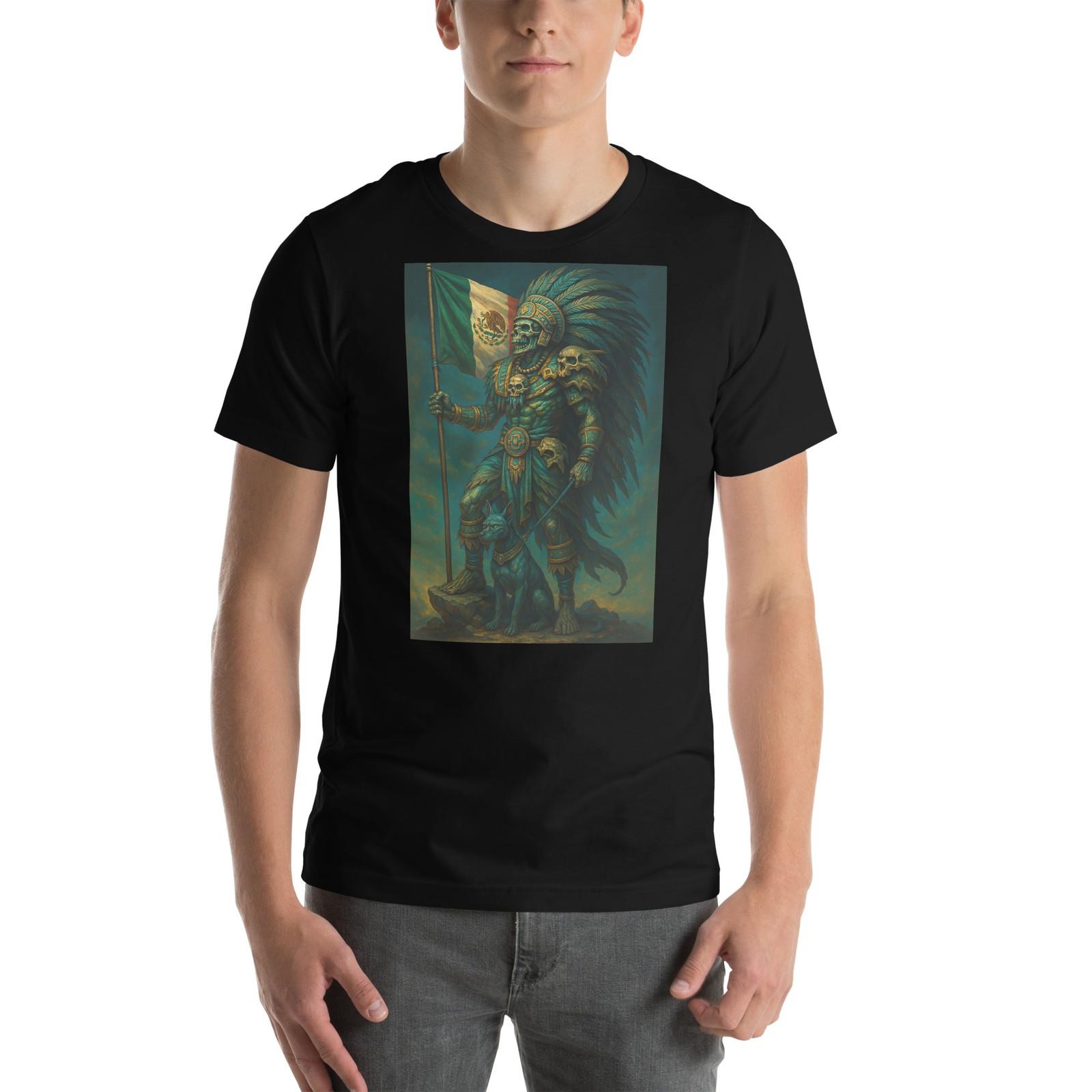 Aztec Skull Warrior Mexico Flag Dog Guardian Culture Graphic Tee S разноцветный