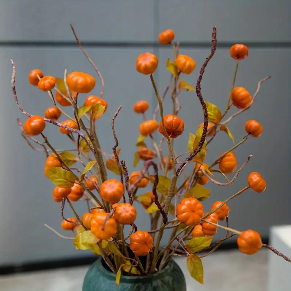 Real Touch Artificial Pumpkin Branches DIY Bouquets Fake Pumpkin Stems  Office Hotel Decor