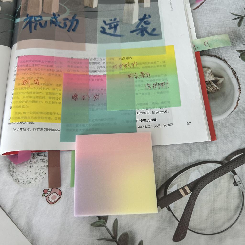 50 Sheets/pad Transparent Sticky Notes Pad Waterproof Self-Adhesive Clear Memo Message Reminder Home Office School Supplies