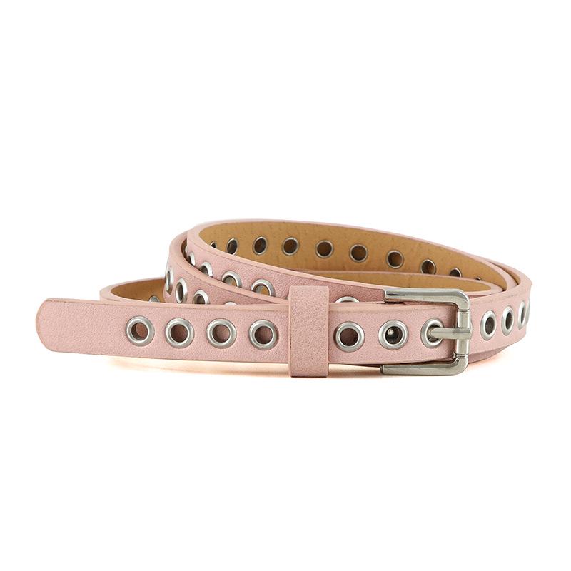 

SHEINTEMU Women s Faux Leather Rivet Belt - Trendy, Versatile, Thin Waist Decoration