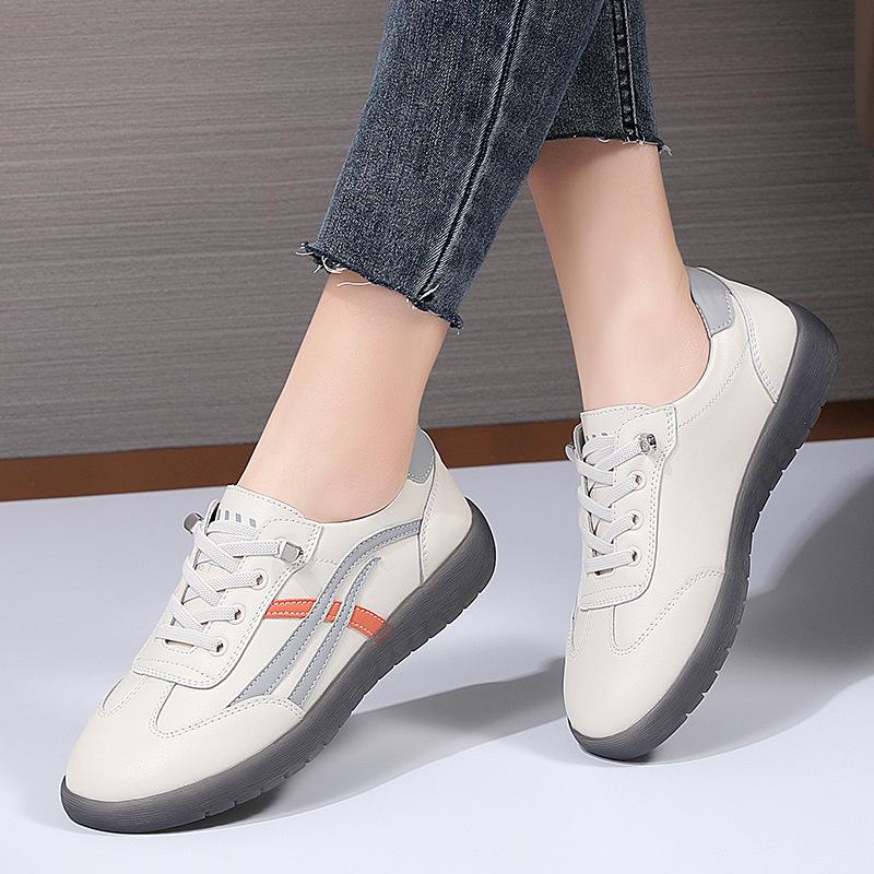 Белые туфли из натуральной кожи для женщин весенняя новинка спортивная обувь повседневная универсальная обувь на мягкой подошве-желе корейские одинарные туфли 35 4133₽