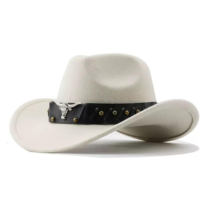 Hot Sale Western Cowboy Hat Wide Brim Belt Buckle Retro Riding Top Hat Fedora Hat for Women Men