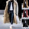 Winter Heren Lange Pluche Gevoerde Jas Herfst Pluche Dikke Jassen Trendy Winter Overjas Faux Fur Faux Leer Heren Wollen Jas