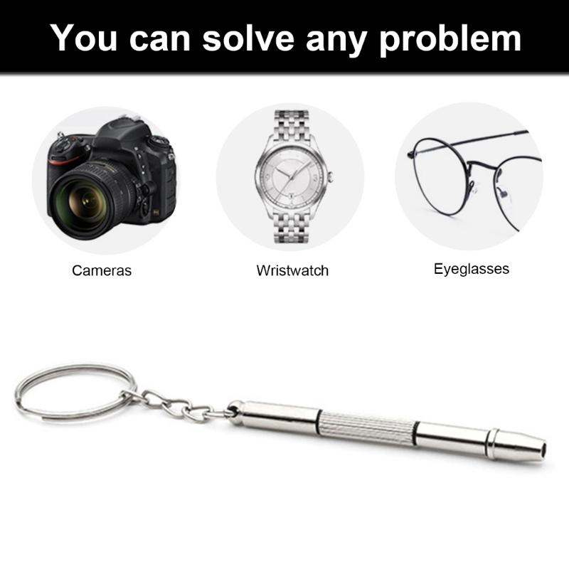 Eyeglasses Screwdriver Repair Kit Precisions 4 In 1 Mini Screwdriver Set Keychain Glasses Sunglasses Watch Electronics
