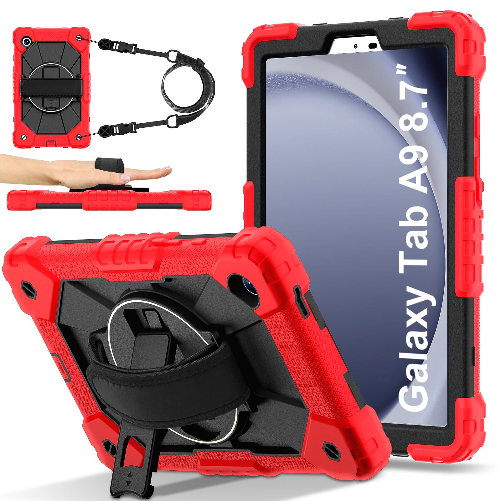 

Круговая защита на 360 градусов! Многофункциональный чехол для планшета Samsung Galaxy Tab A9. SM-X110/SM-X115 8.7 Samsung Galaxy Tab A9 красный