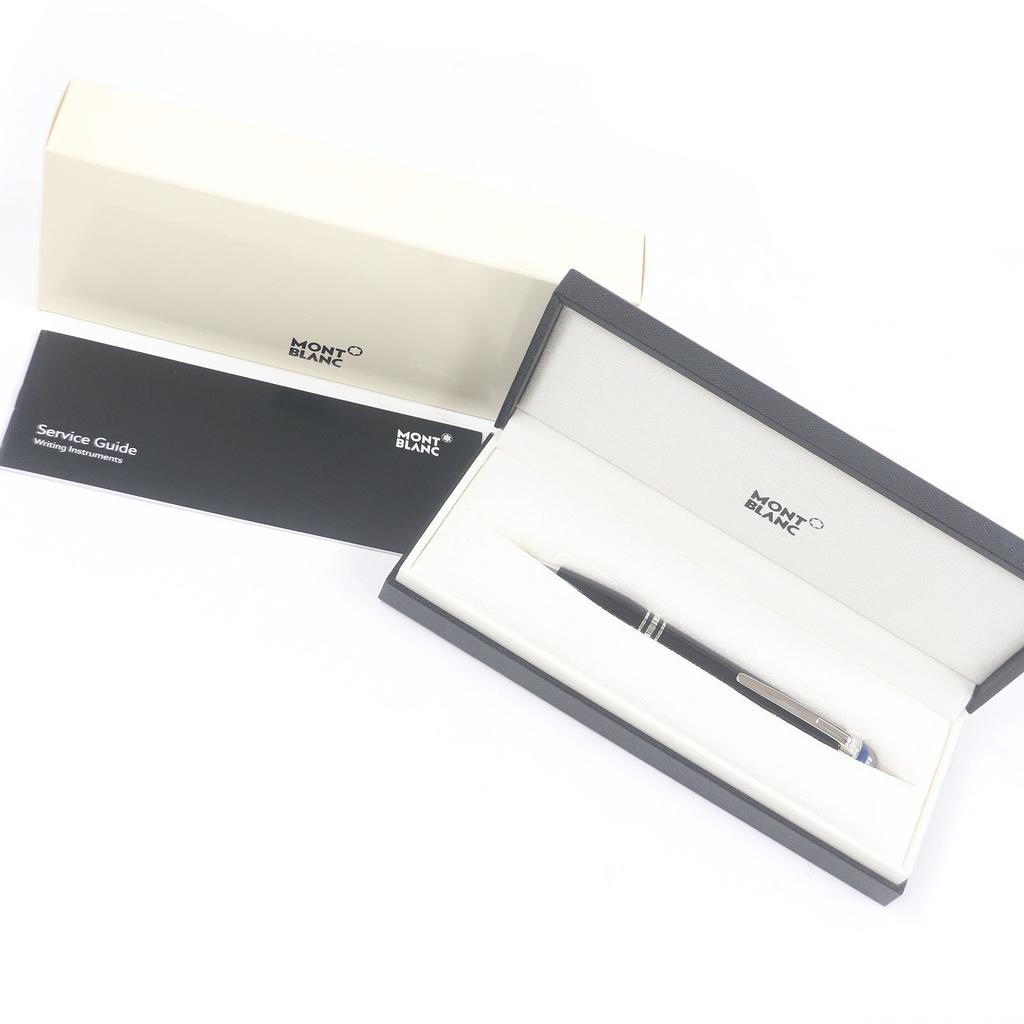 Excellent MONTBLANC Ballpoint Pen Starwalker New Blue Dome Black Silver Used