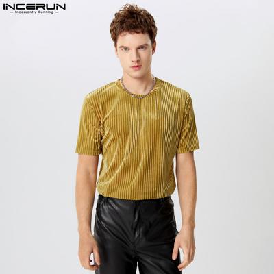 Summer Men O-neck Short Sleeve Tee Tops Casual Glitter T-shirts