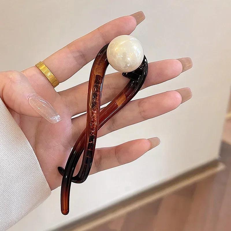 Elegant Hair Clips for Women Korean Back Hairpins for Girls Hair Accessories Vintage Barrettes Ponytail Clip Lady Headdress