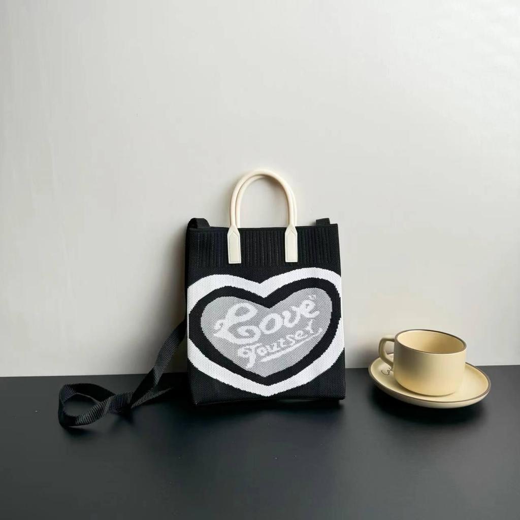 High-Capacity Cartoon Knit Shoulder Bag - Trendy Crossbody Handbag