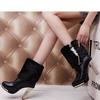 Bling High Heels Rabbit Fur Boots Women Plush Warm Platform Shoes Elegant Crystal Lady Wedding Party High-heeled Shoes Drf78