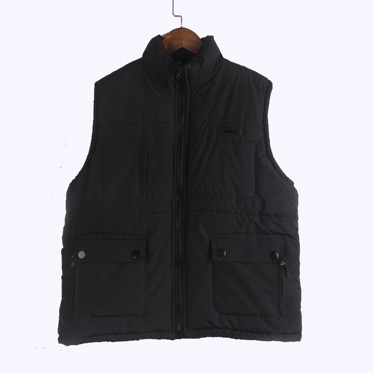 

Men s Solid Color Stand-Up Collar Vest for Middle-Aged and Elderly - Casual and Warm 3XL чорний