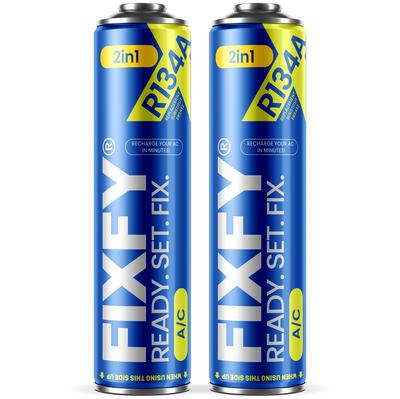 Fixfy 2-in-1 Klimaanlagen-Nachfüllgas 500 ml - 2x Große Dose +70 % R134A