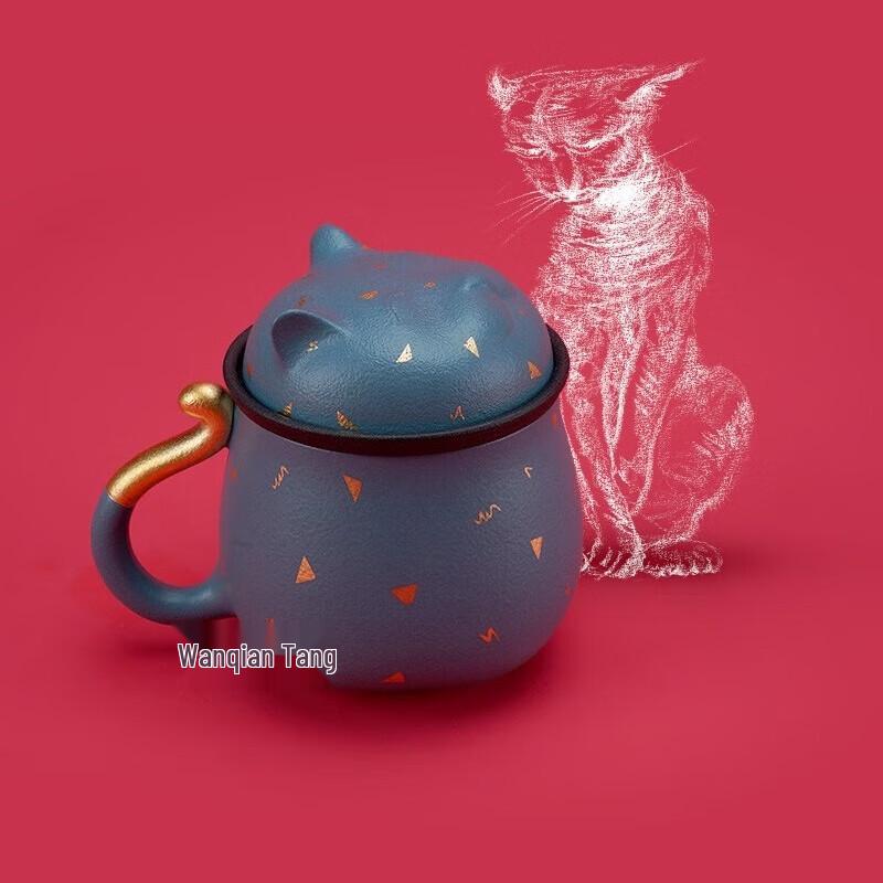 Edenus Lucky Cat Ceramic Tea Cup with Lid
