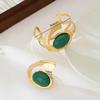 European & American Statement Earrings and Bracelet Set: Trendy Irregular Circles - Women's Fashion Jewelry, Perfect for Vacation.