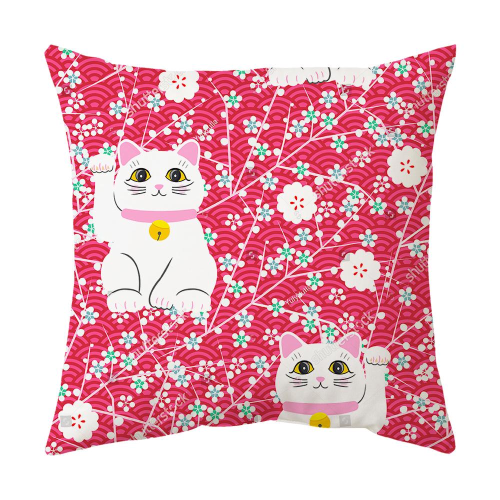 New Pillow Case To Attract Good Luck and Fortune, Cat Pillow, Spring Festival Red Festive Pillow, Office Lumbar Pillow, Cushion Cover Gift