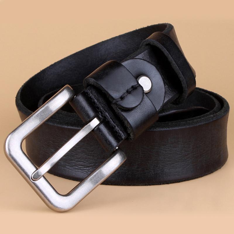 3.3CM Real Cowskin Leather Belt High Quality Pure First Layer Cowhide Pin Buckle Belt for Men Tide Jeans Belt Casual